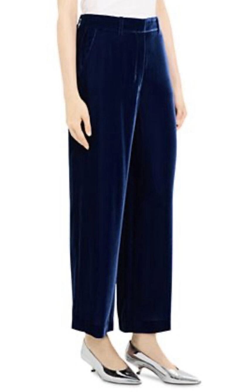 St John Velvet Silk Blend Pants Women Sz L Festive Wide Leg A008574